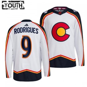 Colorado Avalanche Trikot Evan Rodrigues 9 Adidas 2022-23 Weiss Reverse Retro 2.0 Authentic - Kinder